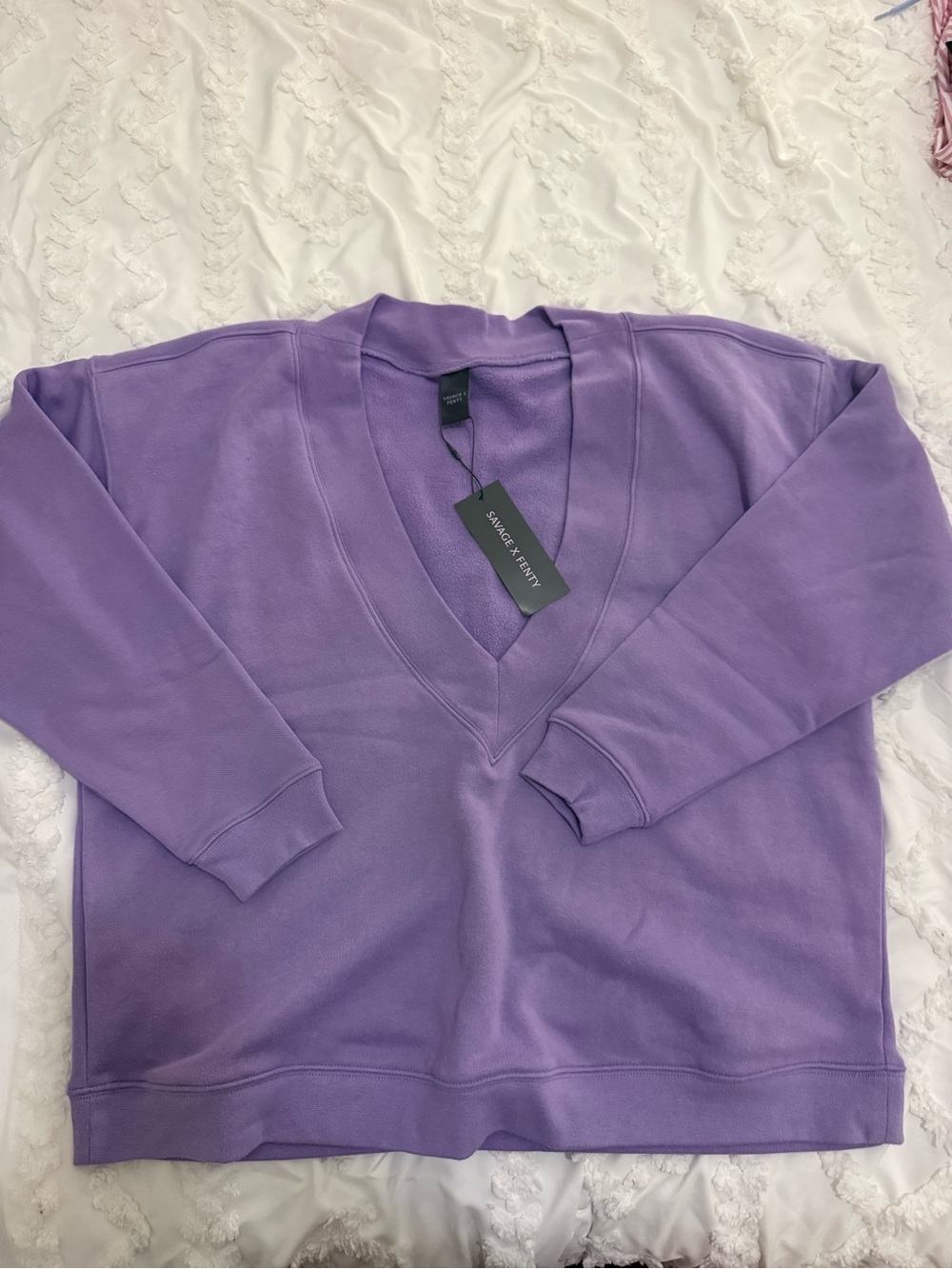 Savage X Fenty Lavender V-Neck Pullover Sweater